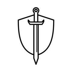 Shield And Sword Icon Design Vector Template
