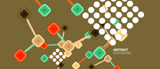 Abstract square dot connections, flat style multicolored geometric background for Wallpaper, Banner, Background, Card, Book Illustration, landing page or poster design