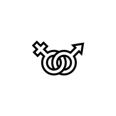 United heterosexual icon vector in linear, outline style isolated on white background