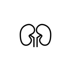 Kidney vector icon in linear, outline style isolated on white background