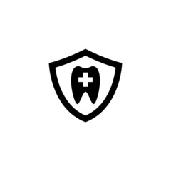 Obraz premium Dental insurance vector icon in black flat shape design isolated on white background