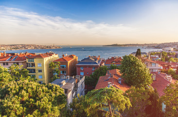Landscape with Bosphorus from Besiktas district in Istanbul