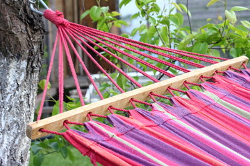 Tourist hammock on the background