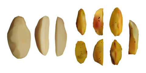 Peeled and baked potatoes.