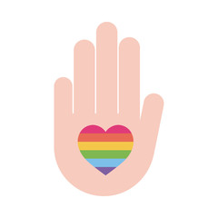 lgtbi heart inside hand flat style icon vector design