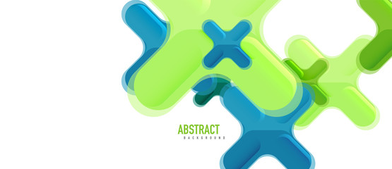 Glossy multicolored plastic style cross composition, x shape design, techno geometric modern abstract background. Trendy abstract layout template