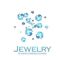Falling diamonds. Gems. Shining jewelry background. Treasure design.