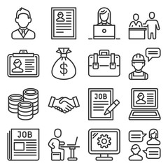 Job and Human Resource Icons Set. Line Style Vector