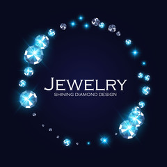 Diamonds and Gems. Shining jewelry background. Treasure design.
