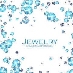 Falling diamonds. Gems. Shining jewelry background. Treasure design.