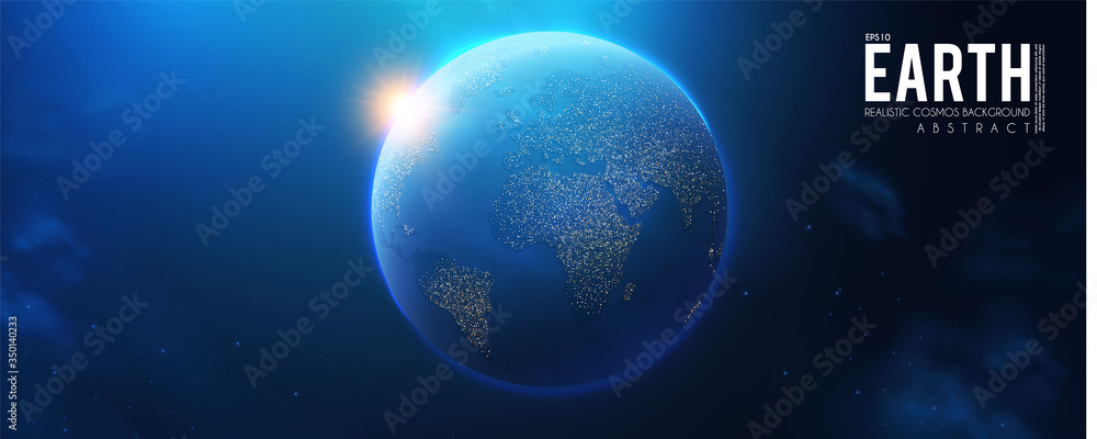 Canvas Prints eath planet in space with lights. realistic universe. cosmos background.