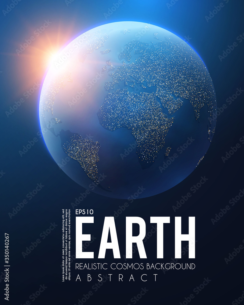 Canvas Prints eath planet in space with lights. realistic universe. cosmos background.