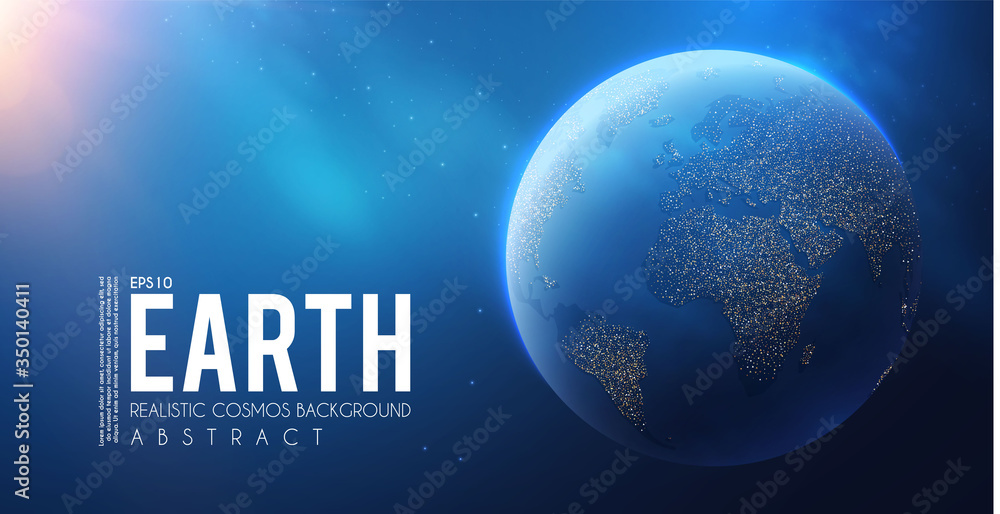 Canvas Prints eath planet in space with lights. realistic universe. cosmos background.