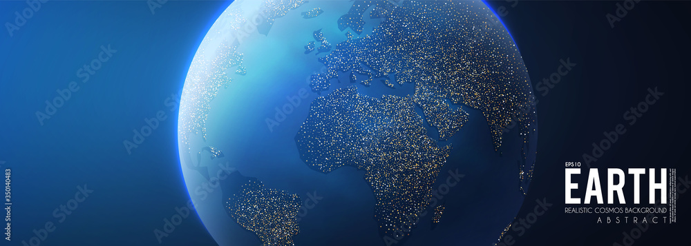 Canvas Prints eath planet in space with lights. realistic universe. cosmos background.