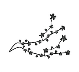 almond branch with flowers illustration for web and mobile design.