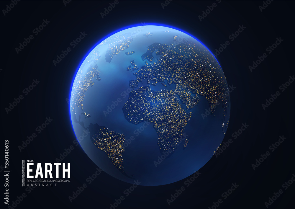 Canvas Prints eath planet in space with lights. realistic universe. cosmos background.