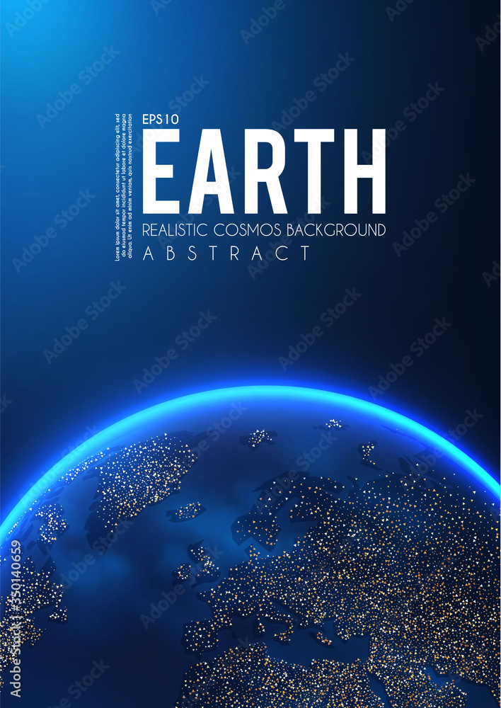 Canvas Prints eath planet in space with lights. realistic universe. cosmos background.