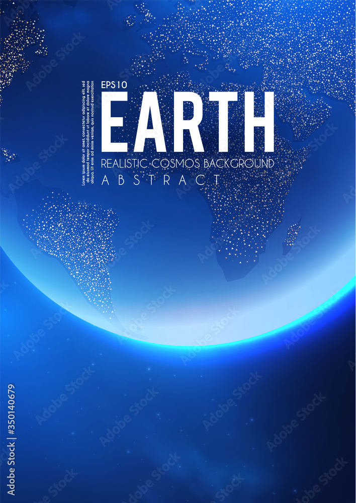Canvas Prints eath planet in space with lights. realistic universe. cosmos background.