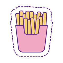Cute french fries patch line and fill style icon vector design