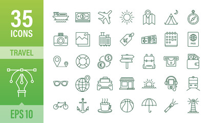 Set travel icon for web design. Business icon. Vector stock illustration.