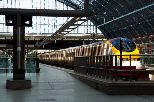 LONDON, UK - CIRCA MARCH 2012: A Eurostar Train At St Pancras International Station.