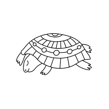 Hand drawn turtles doodle vector illustration isolated on white background. Black outline symbols. Design for greeting cards, coloring page, textile, print, logo,  coloring book