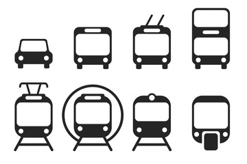 city public transport icon vector  bus tram