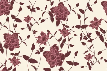 Schöne blühende Gartenblumen Clematis. Nahtloses Blumenmuster. © marinavorona