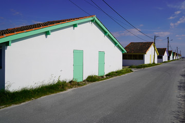 Arcachon Bay with oyster village of Ares near Cap Ferret in France