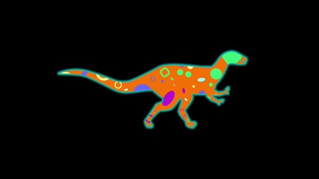 Abelisaurus icon. Color animation on black background