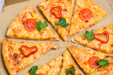 Pizza in the in delivery box you can put your writing on the box.