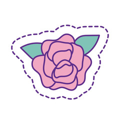Cute rose flower patch line and fill style icon vector design