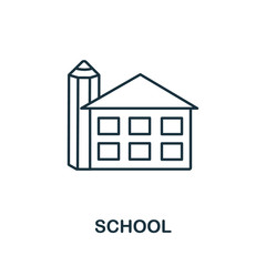 School icon from education collection. Simple line School icon for templates, web design and infographics