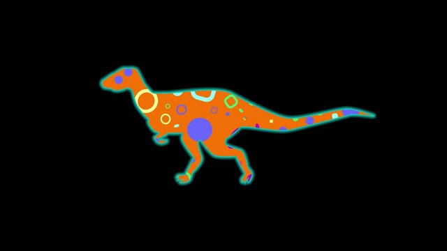 Psittacosaurus icon. Color animation on black background