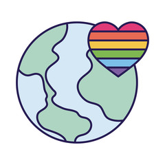 lgtbi heart and world fill style icon vector design