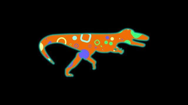 Megalosaurus icon. Color animation on black background