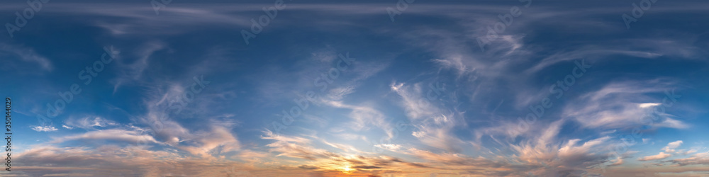 Canvas Prints seamless hdri panorama 360 degrees angle view blue pink evening sky with beautiful clouds before sun