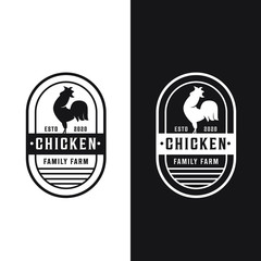 chicken Rooster Poultry Farm Vintage Badge logo design inspiration	
