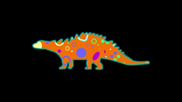 Silvisaur icon. Color animation on black background
