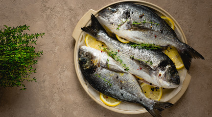 Fresh dorado fish with spices.