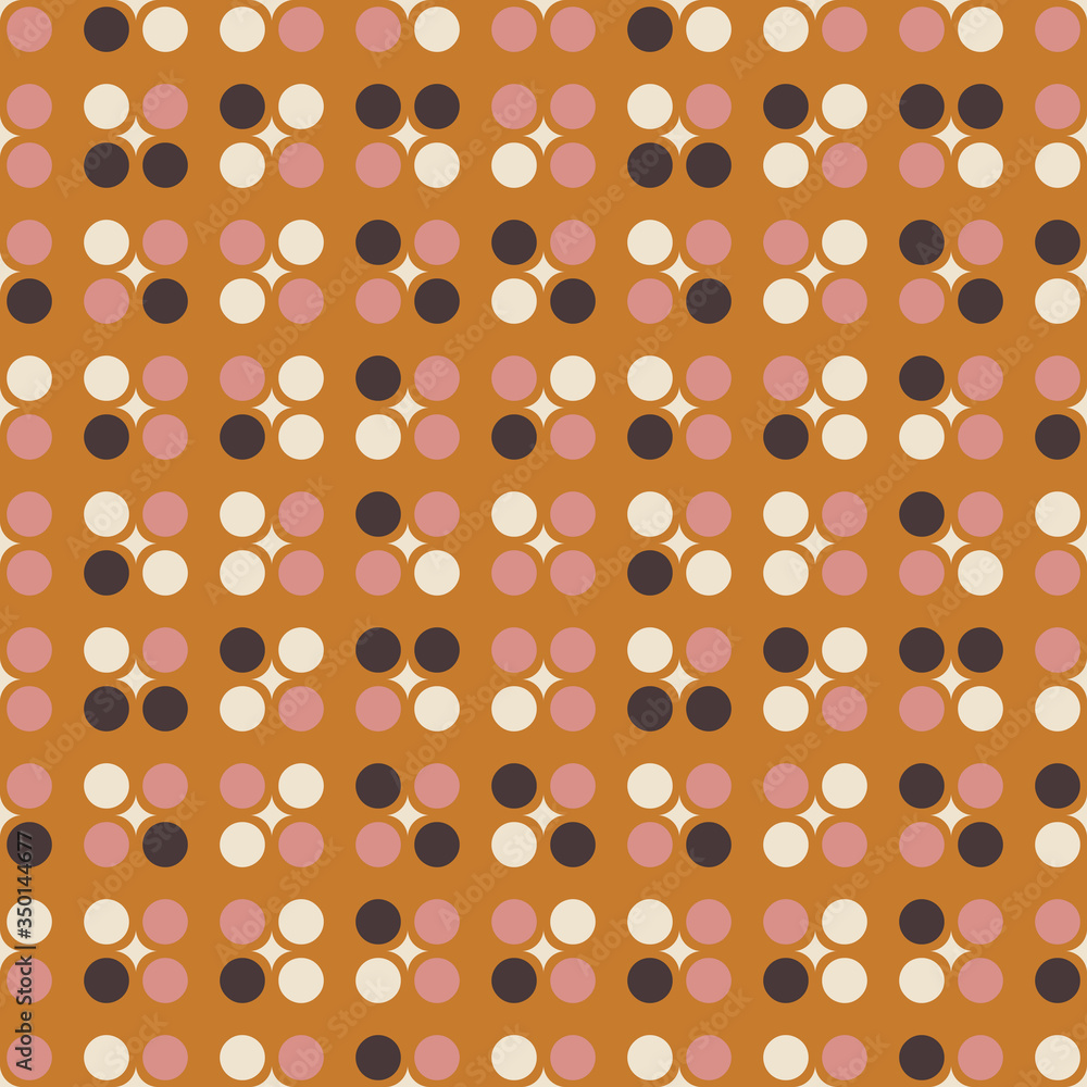 Poster Geometric seamless pattern. Vector background with simple shapes like semi cirles and squares in neutral muted pastel colors.