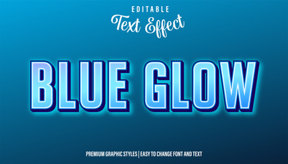 Blue Glow Neon Style Editable Text Effect Premium Eps