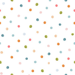 Beautiful seamless pattern with watercolor colourful pastel shades spots. Stock minimalist illustration.