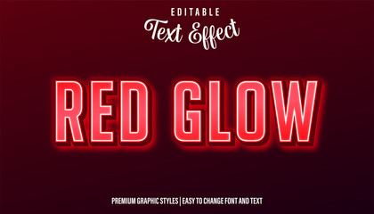 Red Glow Neon Style Editable Text Effect Premium Eps