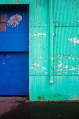 Old dock door, rusted with paint chiping