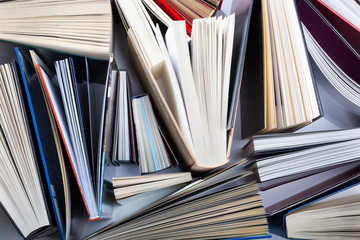Abstract background of books seen from above