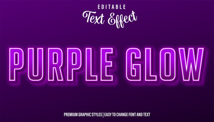 Purple Glow Neon Style Editable Text Effect Premium Eps