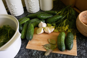 fresh cucumbers and dill