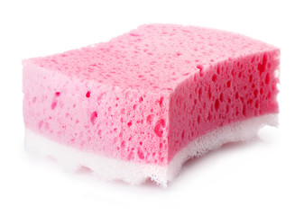red bath sponge isolated on white