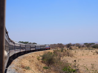 Looking out the window at the train and the view, TAZARA, Tanzania Zambia Railway, Tanzania